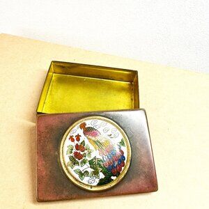 Vintage Brass Peacock Jewelry Box